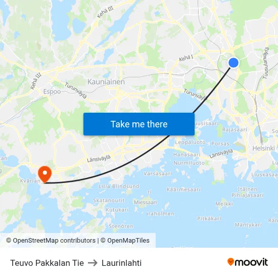 Teuvo Pakkala Road to Laurinlahti map