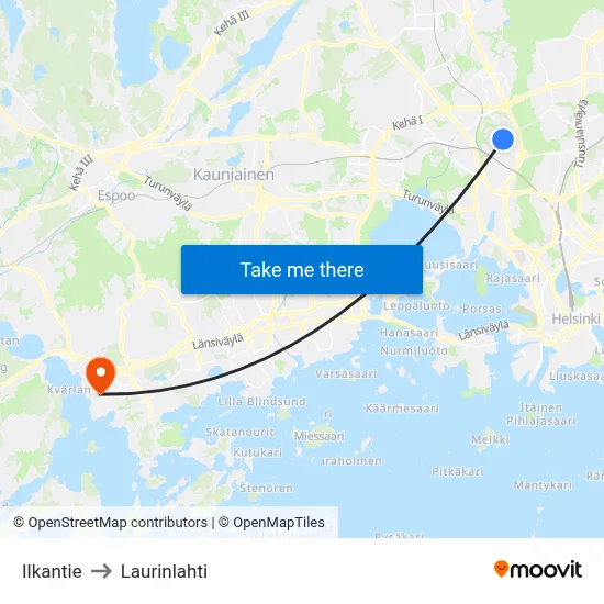 Ilka Road to Laurinlahti map
