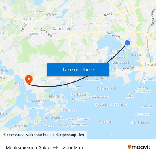Munkkiniemi Square to Laurinlahti map