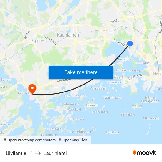 Ulvila Road 11 to Laurinlahti map