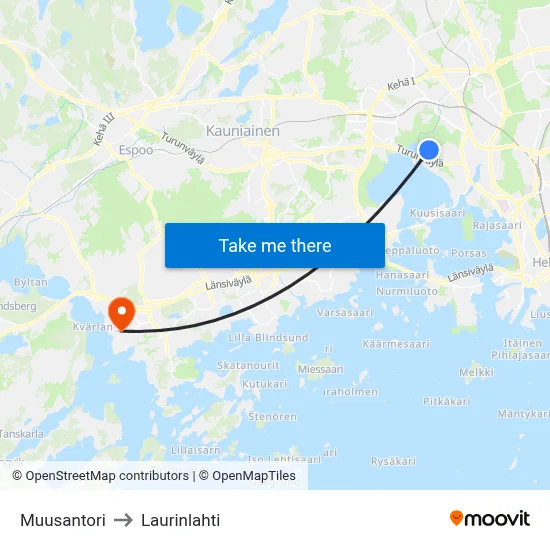 Muusa Square to Laurinlahti map