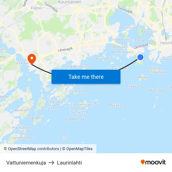 Vattuniemi Alley to Laurinlahti map