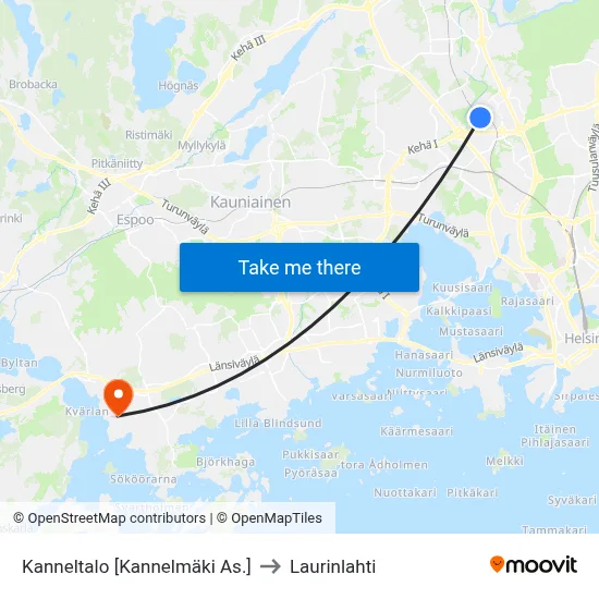Kanneltalo [Kannelmaki Station] to Laurinlahti map