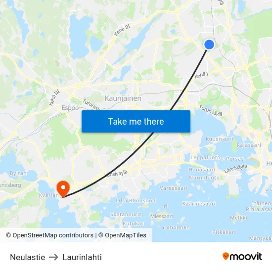 Neulastie to Laurinlahti map