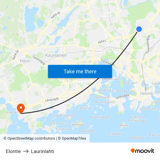 Elontie Road to Laurinlahti map