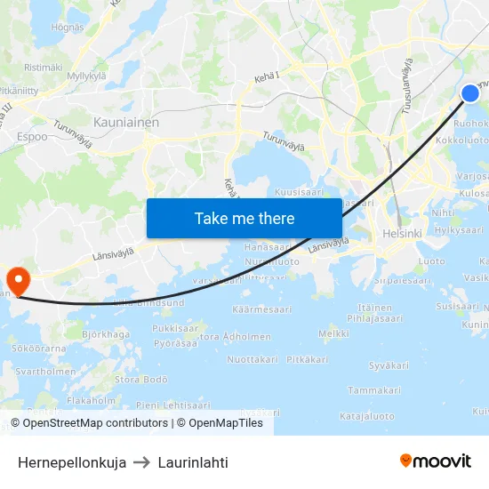 Hernepellonkuja to Laurinlahti map