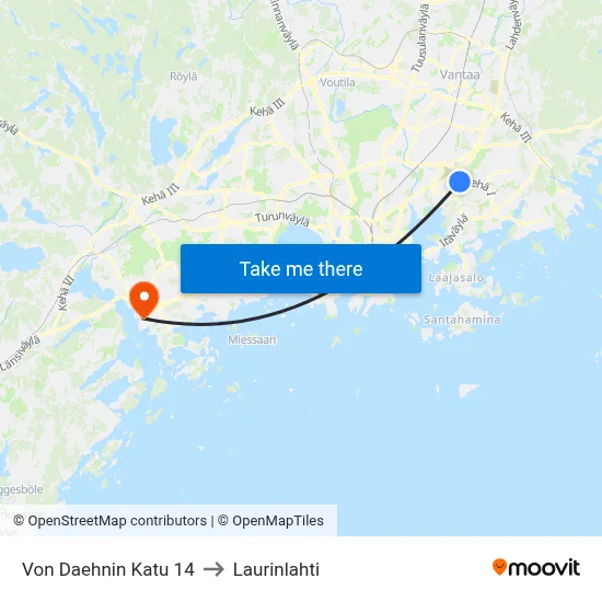 Von Daehn Street 14 to Laurinlahti map