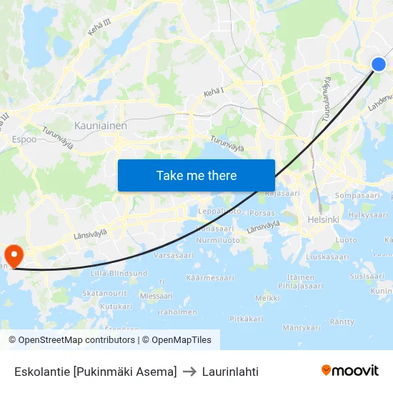 Eskolantie [Pukinmäki Asema] to Laurinlahti map