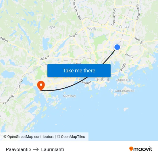 Paavolantie Road to Laurinlahti map