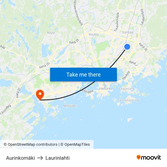 Sun Hill to Laurinlahti map