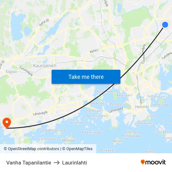 Old Tapanila Road to Laurinlahti map
