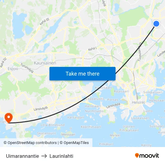 Swimming Beach Road to Laurinlahti map