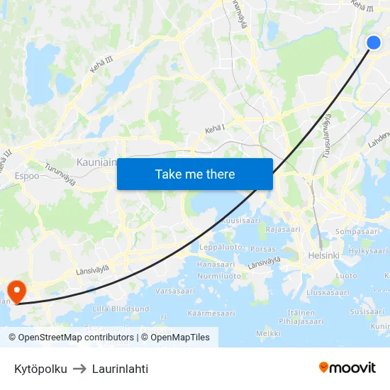 Kytöpolku to Laurinlahti map