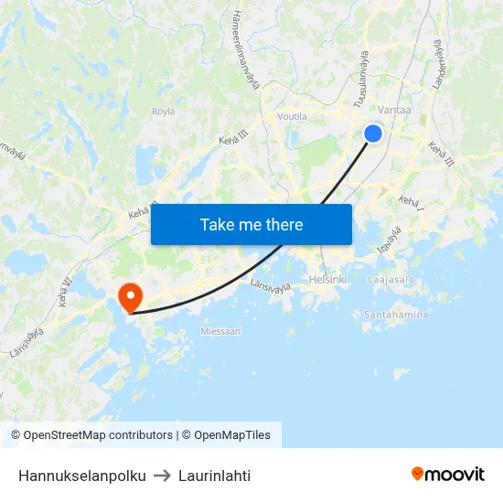 Hannuksela Path to Laurinlahti map