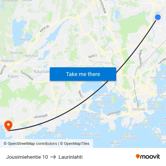 10 Jousimiehentie to Laurinlahti map