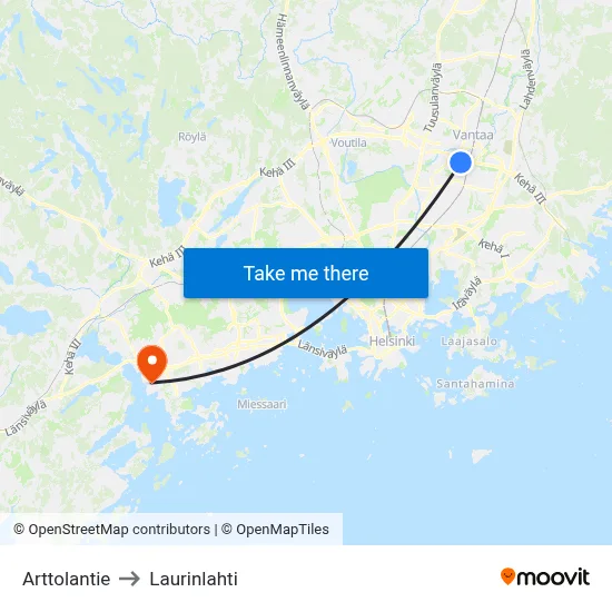 Arttola Road to Laurinlahti map