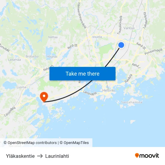 Upper Kaski Road to Laurinlahti map