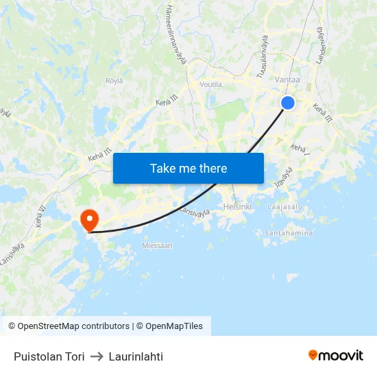 Puistola Square to Laurinlahti map