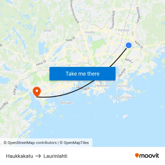 Hawk Street to Laurinlahti map