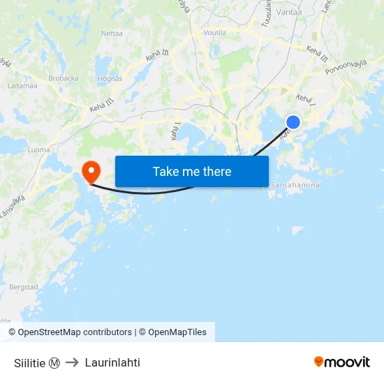 Siilitie Ⓜ️ to Laurinlahti map