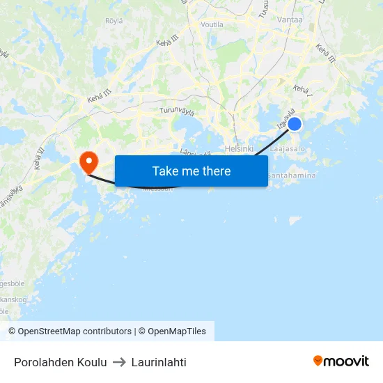Porolahti School to Laurinlahti map