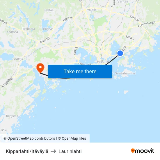 Kipparlahti/Eastern Highway to Laurinlahti map