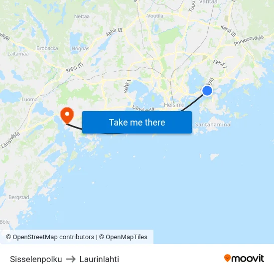 Sissele Path to Laurinlahti map