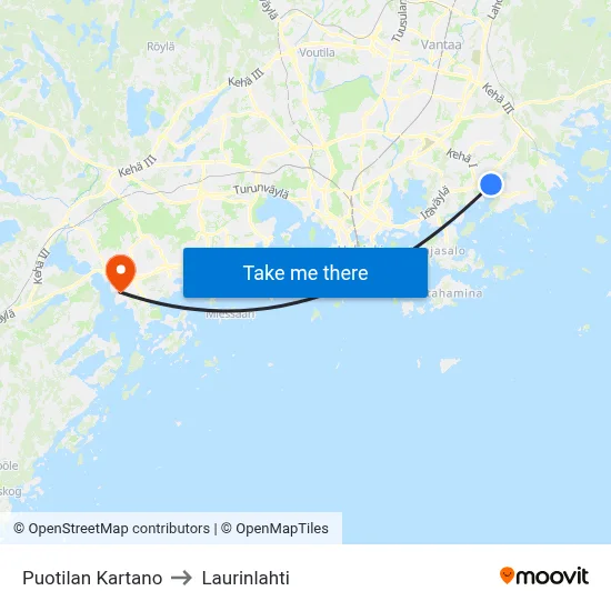 Puotila Manor to Laurinlahti map