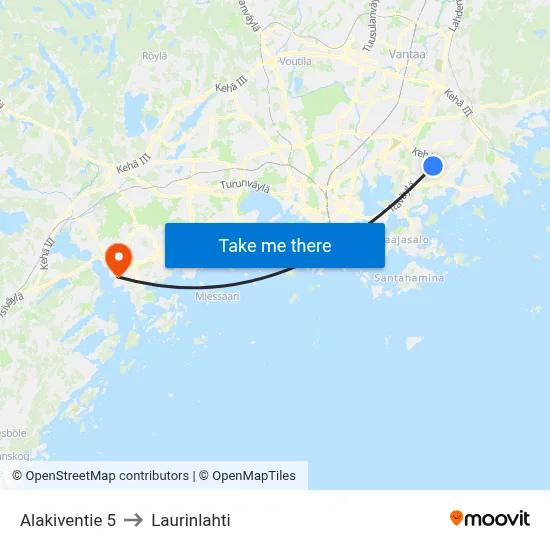 Alakivi Road 5 to Laurinlahti map