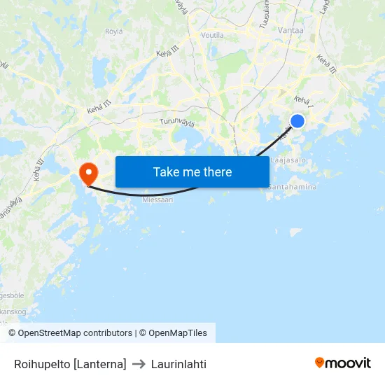 Roihupelto [Lanterna] to Laurinlahti map
