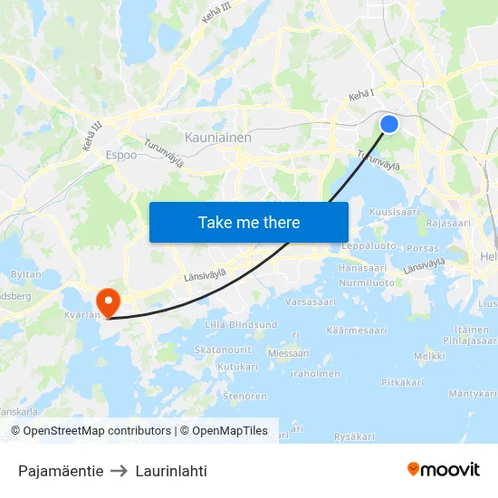 Pajamäki Road to Laurinlahti map