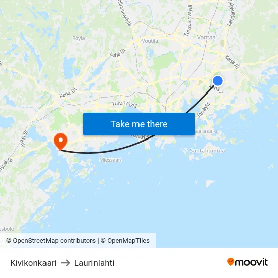 Kivikko Arc to Laurinlahti map