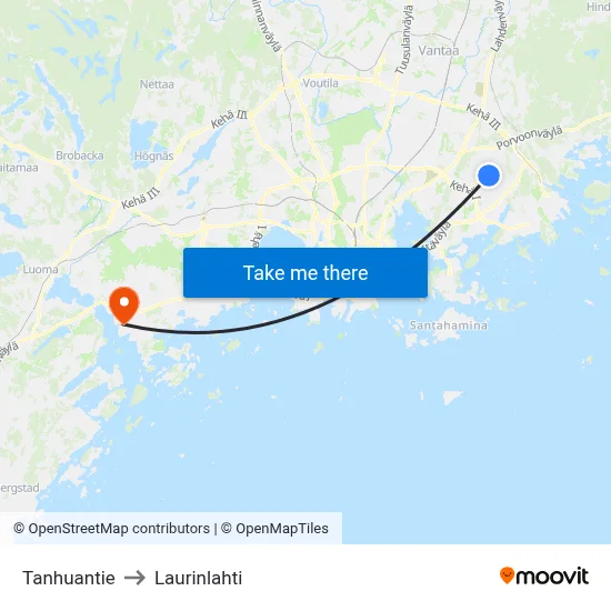 Tanhuantie to Laurinlahti map