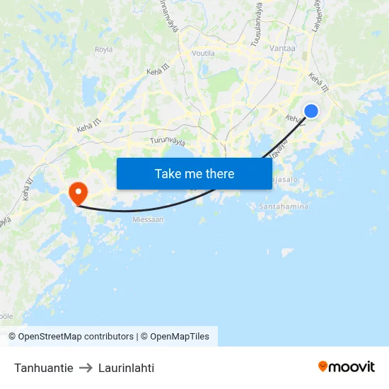 Tanhuantie to Laurinlahti map