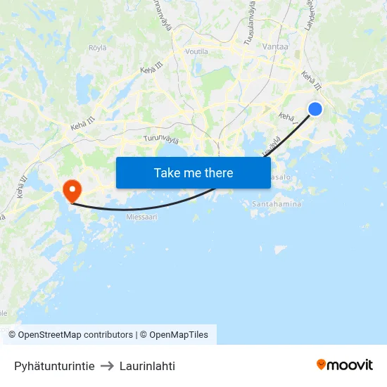 Pyhatunturi Road to Laurinlahti map