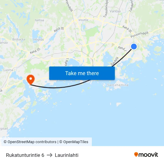 Rukatunturi Road 6 to Laurinlahti map