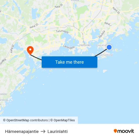 Hämeenapa Road to Laurinlahti map