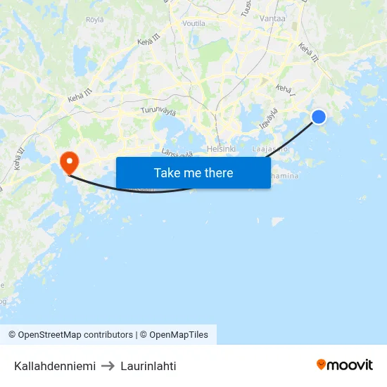 Kallahti Peninsula to Laurinlahti map
