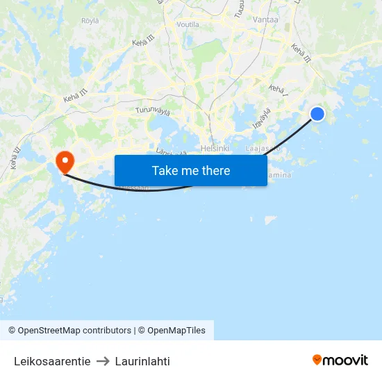 Leikosaari Road to Laurinlahti map