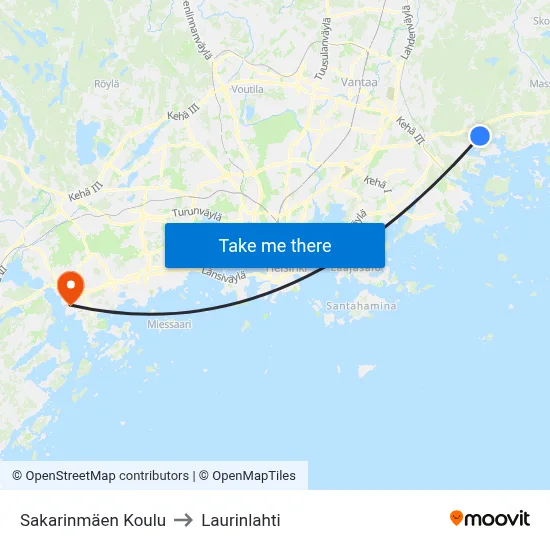 Sakarinmaki School to Laurinlahti map