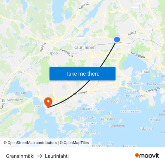 Gransinmäki to Laurinlahti map