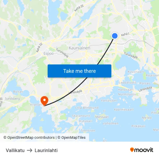 Valli Street to Laurinlahti map