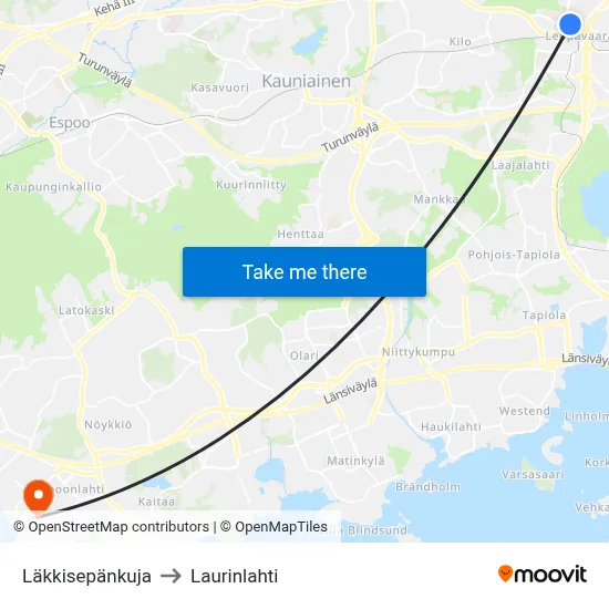 Tinsmith Alley to Laurinlahti map