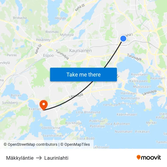 Mäkkyläntie to Laurinlahti map