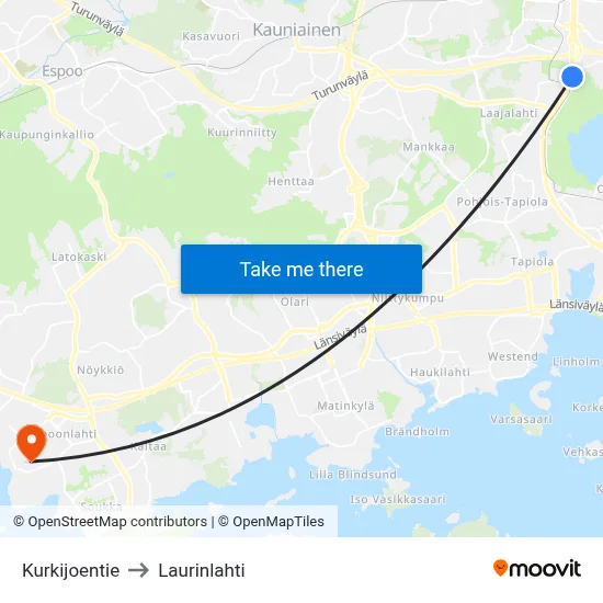 Kurkijoki Road to Laurinlahti map