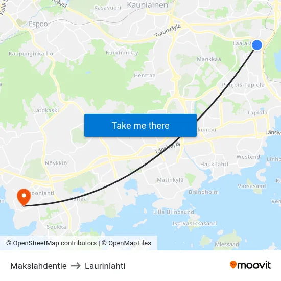 Makslahti Road to Laurinlahti map