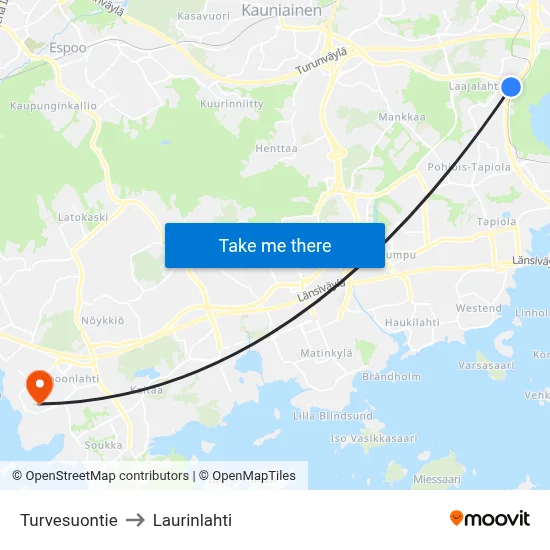 Turvesuontie to Laurinlahti map