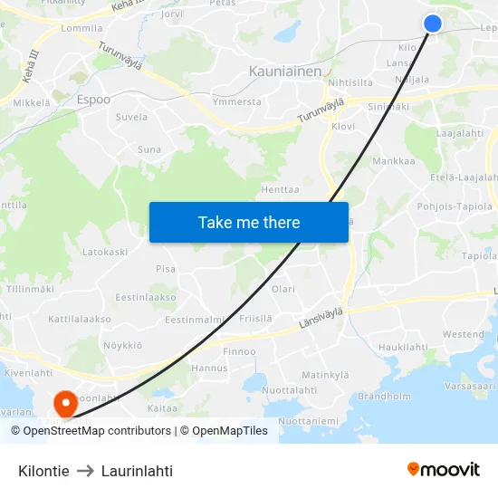Kilo Road to Laurinlahti map