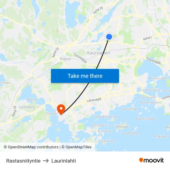 Thrush Meadow Road to Laurinlahti map
