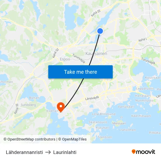 Source Shore Cross to Laurinlahti map